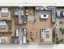 15 Contoh Denah Tempattinggal 3 Kamar Ukuran 7×12 Sebagai Hunian Modern